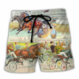 Harness Racing Horse Racing Road Horse Lover - Beach Short - Owl Ohh - Owl Ohh