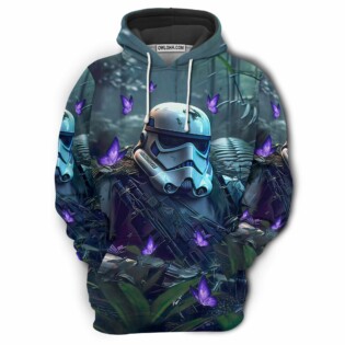 Starwars Stormtrooper In The Jungle With Purple Flowers - Hoodie