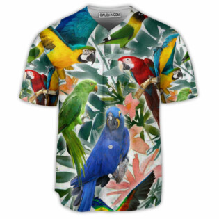 Parrot Tropical Flowes Art - Baseball Jersey - Owl Ohh - Owl Ohh