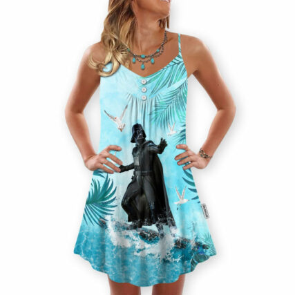 Starwars Darth Vader Surfing 02 - V-neck Sleeveless Cami Dress