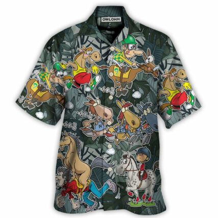 Horse Racing Funny Art - Hawaiian Shirt - Owl Ohh for men and women, kids - Owl Ohh