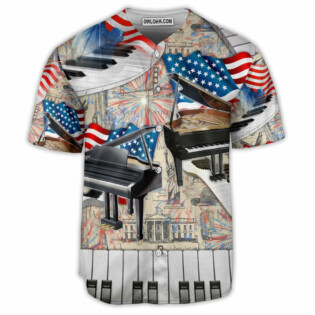 Piano Music US Flag Retro Vibe Art Style - Baseball Jersey - Owl Ohh