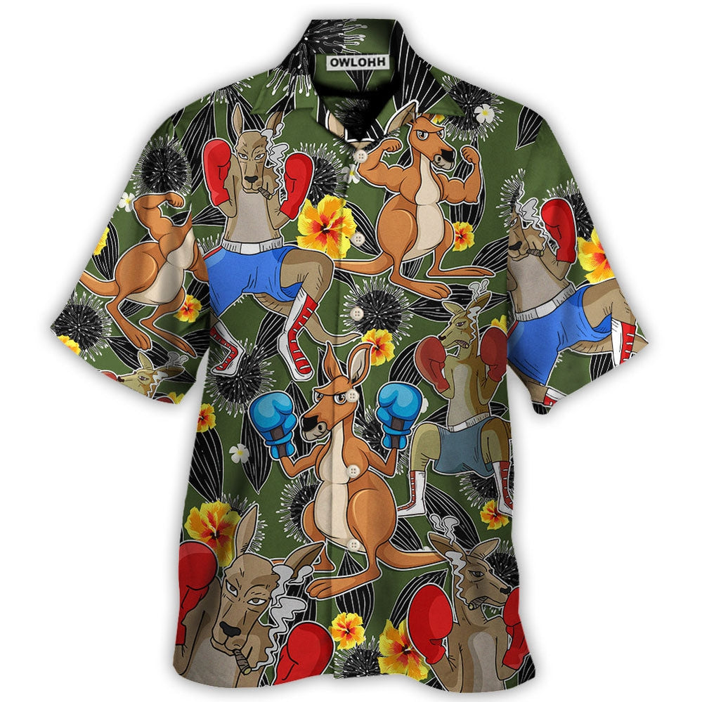 Kangaroo Boxing Tropical Vibe Funny Art - Hawaiian Shirt - Owl Ohh for men and women, kids - Owl Ohh