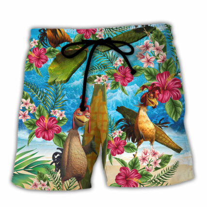 Surfing Funny Chicken Respect The Locals Lovers Surfing Tropical - Beach Short
