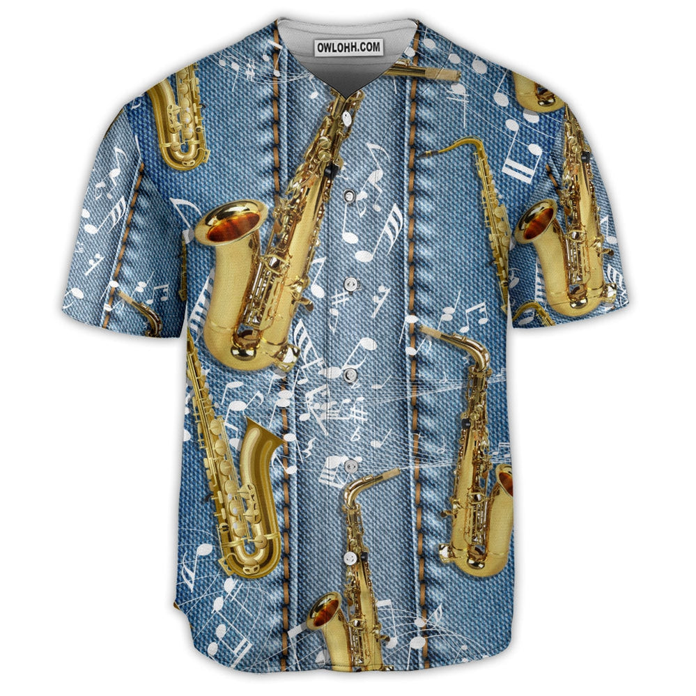 Saxophone Jeans Art Music Note - Baseball Jersey - Owl Ohh