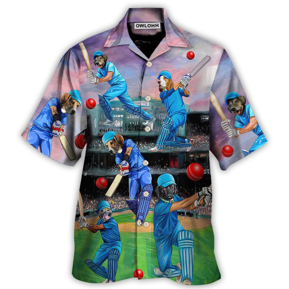 Dog Love Cricket Funny Lover Cricket And Dog - Hawaiian Shirt - Owl Ohh for men and women, kids - Owl Ohh