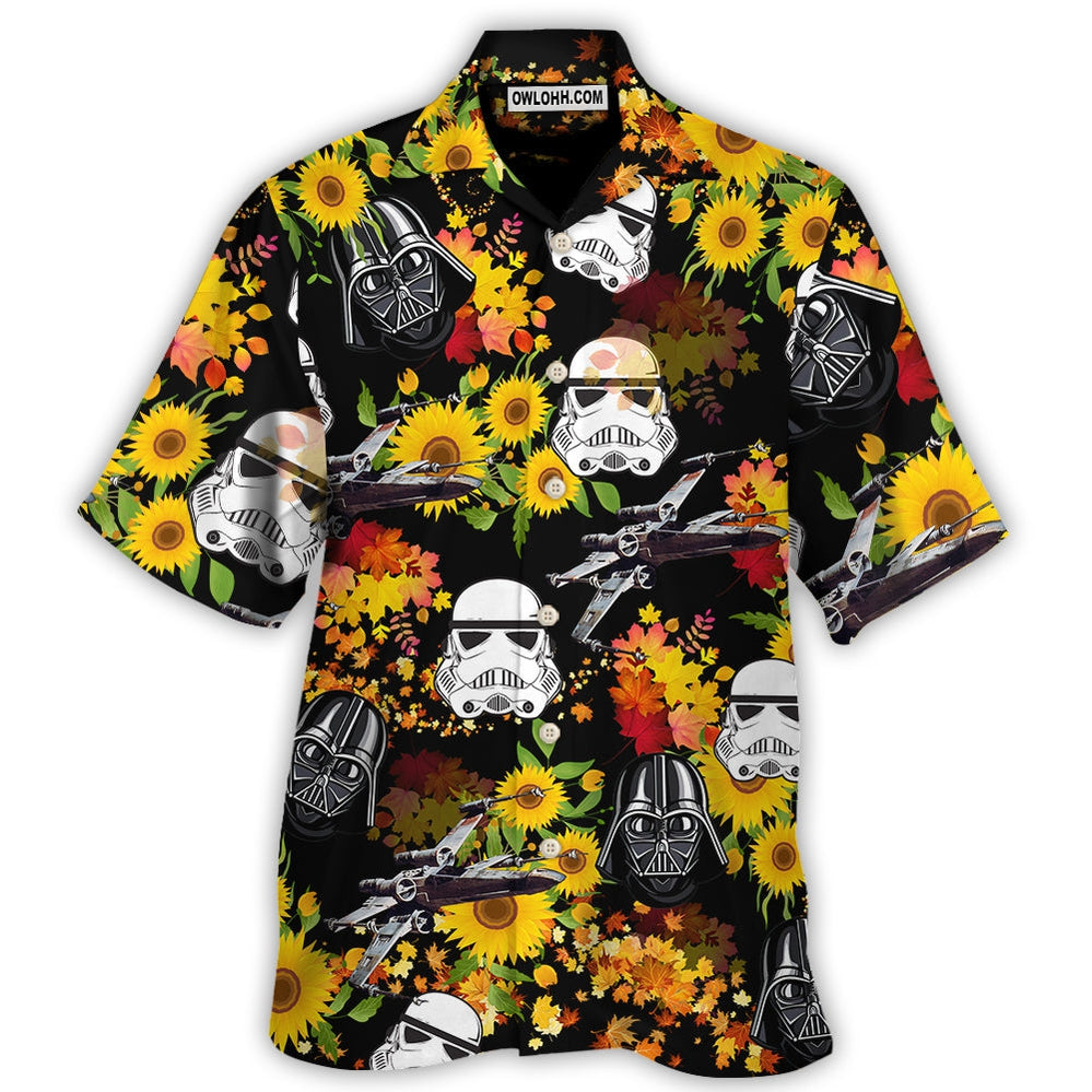 Star Wars Darth Vader Stormtrooper Helmet Autumn Wild Sunflowers - Hawaiian Shirt