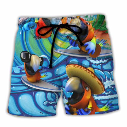 Surfing Funny Parrot Too Much Work Not Enough Surfing Lovers Surfing - Beach Short