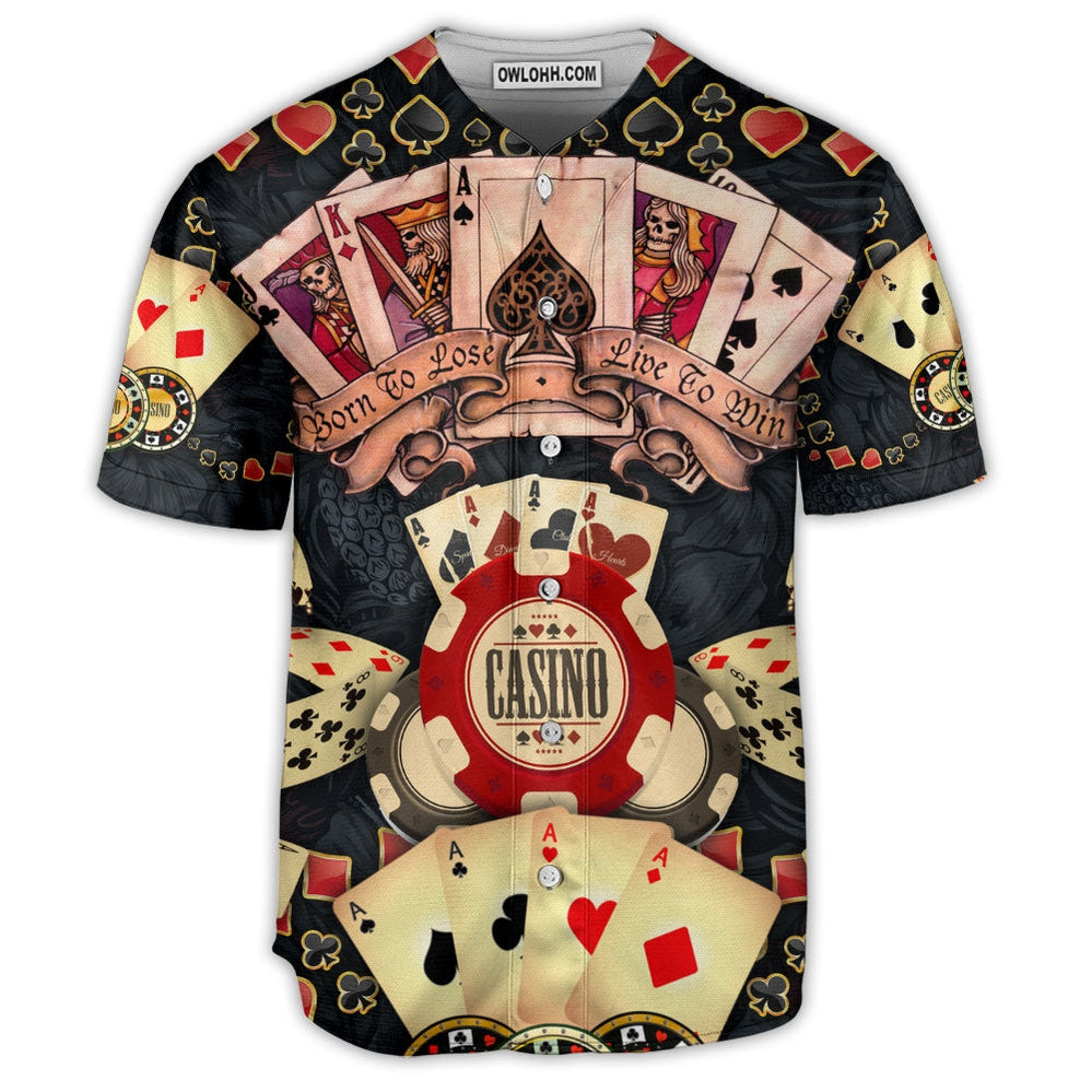 Poker Born To Lose Live To Win - Baseball Jersey - Owl Ohh - Owl Ohh