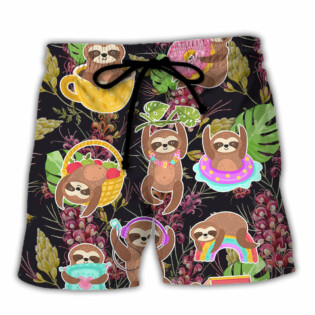 Sloth Cute Funny Tropical Vibe Funny Art - Beach Short - Owl Ohh - Owl Ohh