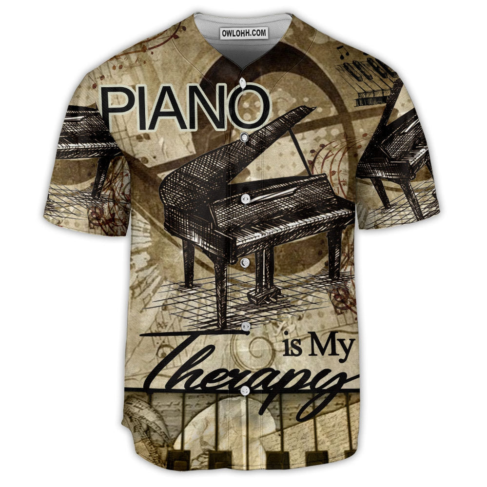 Piano Music Is My Therapy Lover Art Style - Baseball Jersey - Owl Ohh