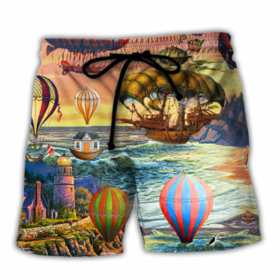 Air Balloon Steampunk I Travel By It - Beach Short - Owl Ohh - Owl Ohh