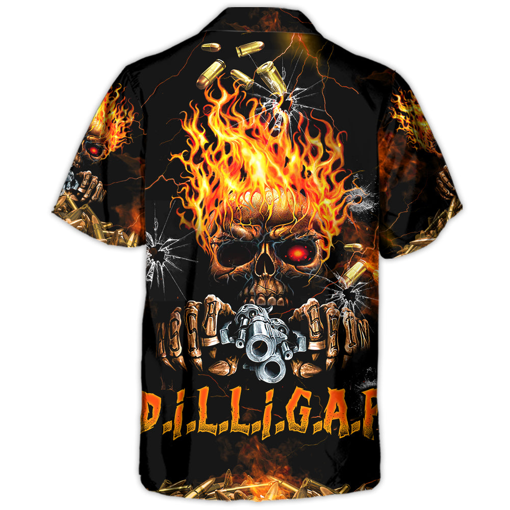 Skull DILLIGAF FLAME SKULL WITH G - Hawaiian Shirt