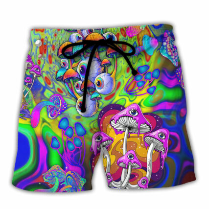 Hippie Mushroom Stay Trippy Little Hippie Colorful - Beach Short - Owl Ohh - Owl Ohh