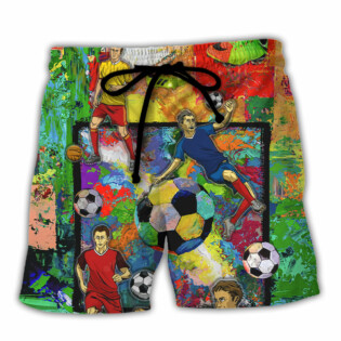 Soccer Style Colorful Lover Art - Beach Short - Owl Ohh - Owl Ohh