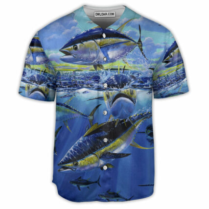 Fishing Funa With Blue Sky Art - Baseball Jersey - Owl Ohh