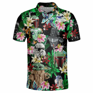 Star Wars Lego Baby Yoda, Boba Fett, Darth Vader and Stormtroopers Tropical - Polo Shirt