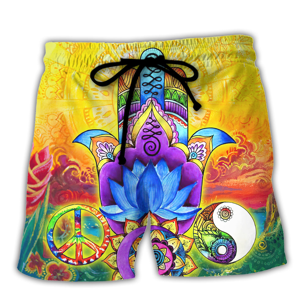 Yoga World Connect, Kindness, Gratitude, Hope, Peace, Inspire, Meditate, Let It Go - Beach Short