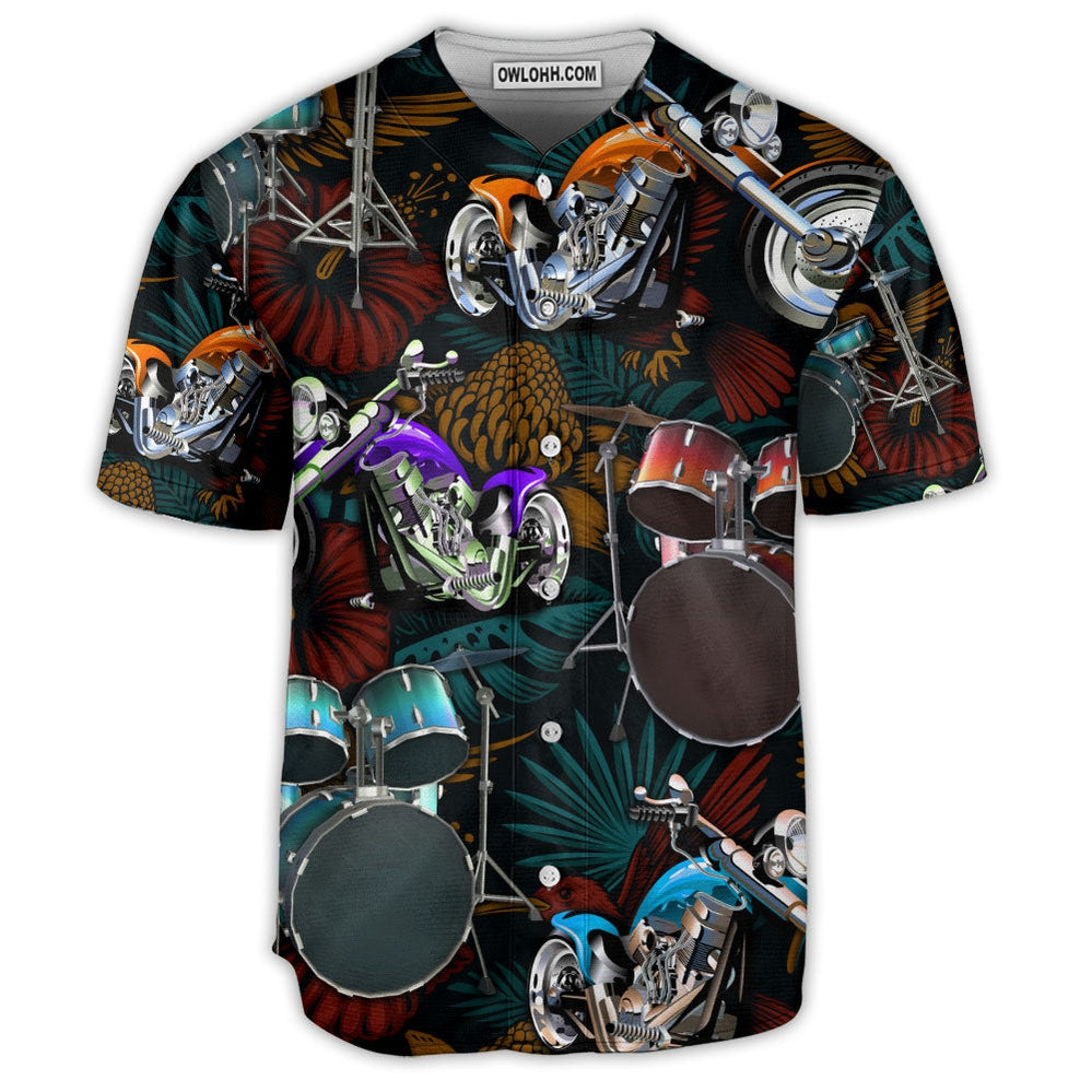 Drum Motorcycles I Love Drum And Motorcycles - Baseball Jersey - Owl Ohh