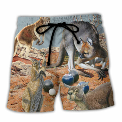 Lawn Bowling Kangaroo With Lawn Bowling - Beach Short - Owl Ohh - Owl Ohh