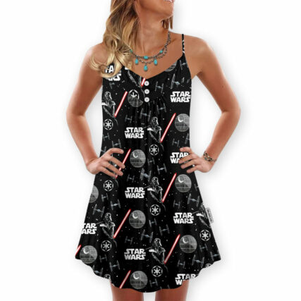 Star Wars Darth Vader With Light Saber - V-neck Sleeveless Cami Dress
