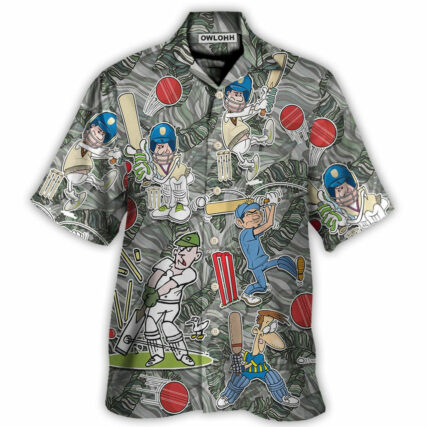 Cricket Sport Cricket Lover Tropical Leaf Art - Hawaiian Shirt - Owl Ohh for men and women, kids - Owl Ohh