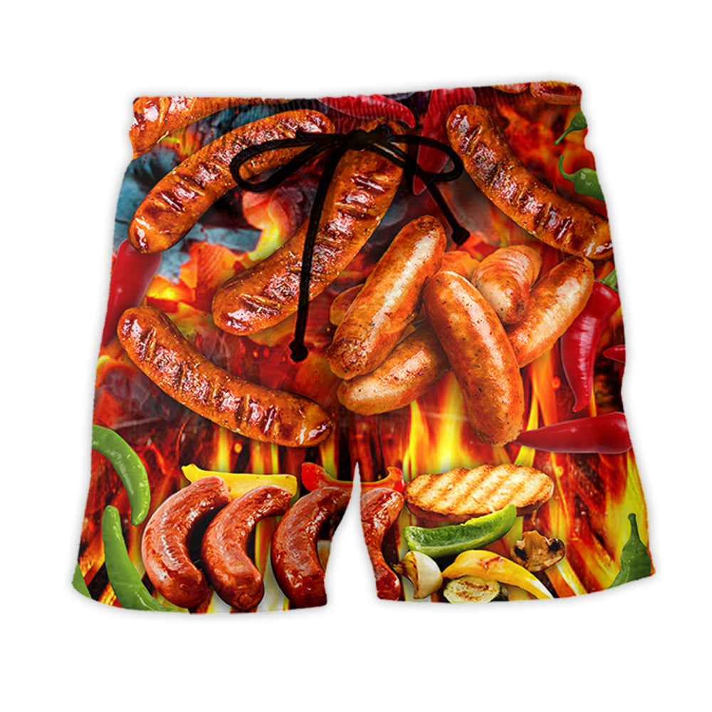 BBQ Hot Grilled Sausage Style - Beach Short - Owl Ohh - Owl Ohh