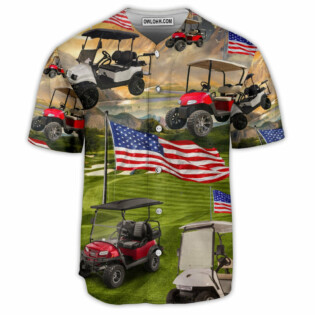 Golf With US Flag Art Style - Baseball Jersey - Owl Ohh