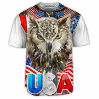 Owl USA Style Flag Art - Baseball Jersey - Owl Ohh - Owl Ohh