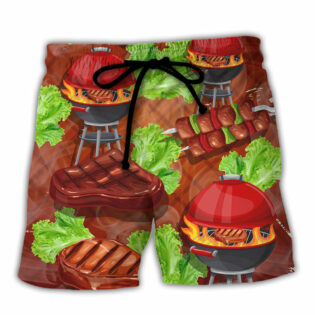 Smoking Meats Saved Me From Being A Pornstar Now I Smell Smoke Lover BBQ Funny Gift - Beach Short