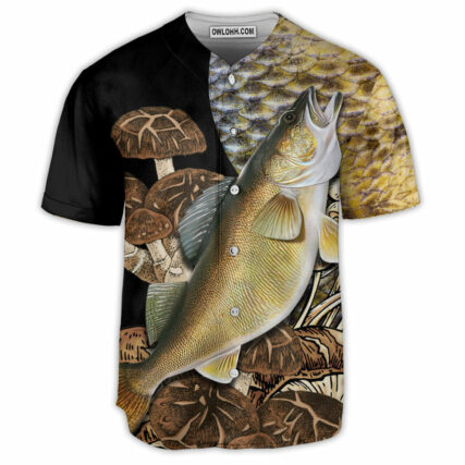 Fishing And Mushroom Art Style - Baseball Jersey - Owl Ohh