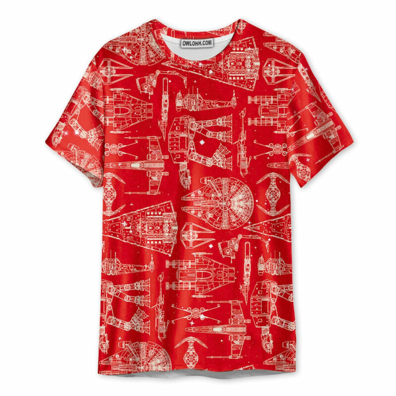 SPACE SHIPS STAR WARS RED - Unisex 3D T-shirt