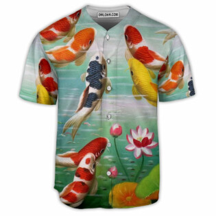 Fishing Koi And Lotus Art- Baseball Jersey - Owl Ohh