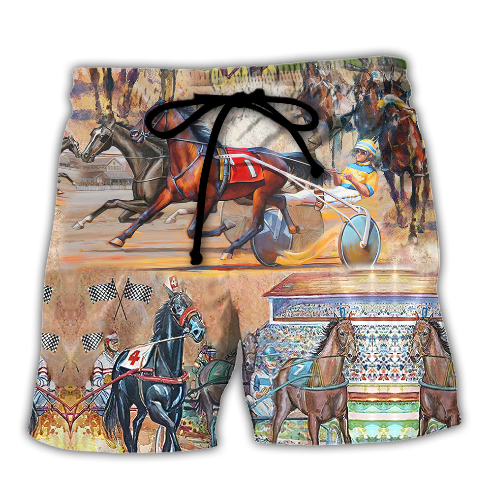 Horse Harness Racing On With Passion - Beach Short - Owl Ohh - Owl Ohh