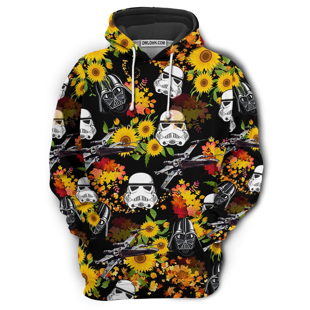 Star Wars Darth Vader Stormtrooper Helmet Autumn Wild Sunflowers - Hoodie