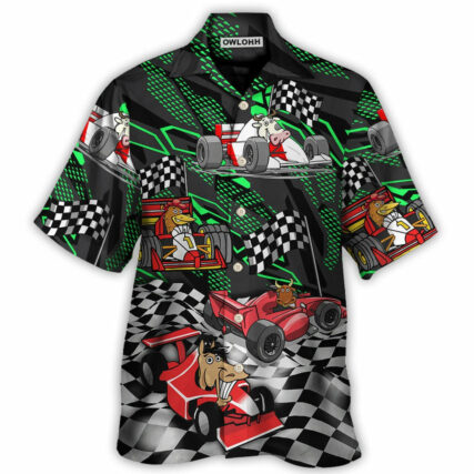 F1 Formula One Animals Kart Racing Speed Lover - Hawaiian Shirt - Owl Ohh for men and women, kids - Owl Ohh