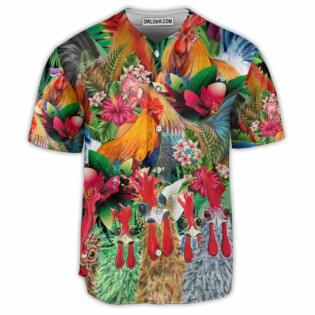 Chicken And Flower Tropical Vibe - Baseball Jersey - Owl Ohh