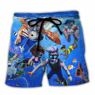 Snorkeling Saved Me From Being a Pornstar Funny Snorkeling Quote Gift Lover Beach - Beach Short