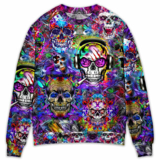 Skull Hippie Colorful Art Style - Sweater - Ugly Christmas Sweater - Owl Ohh - Owl Ohh