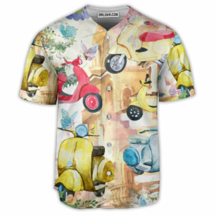 Scooter And Flowers Watercolor Art - Baseball Jersey - Owl Ohh