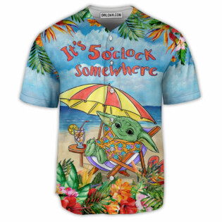 SW Baby Yoda In The Beach It’s 5 O’clock Somewhere Print - Baseball Jersey