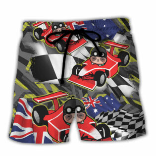 Sloth Racing Formula One Car Racing Art Australian Vibe - Beach Short - Owl Ohh - Owl Ohh