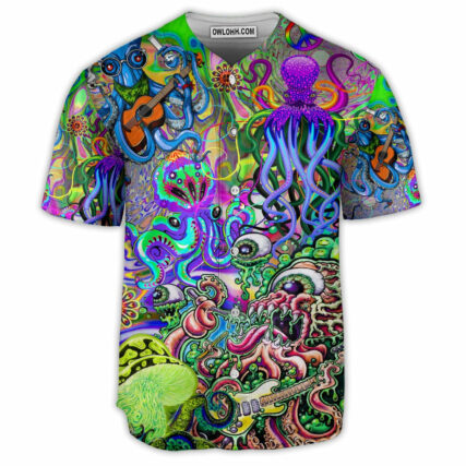 Octopus Hippie Colorful Art - Baseball Jersey - Owl Ohh - Owl Ohh