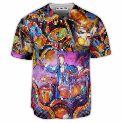 Drum Neon Colorful Style Art- Baseball Jersey - Owl Ohh