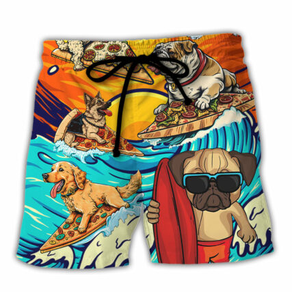 Dog Lovers Surfing Surf Eat Sleep Repeat Art Style - Beach Short