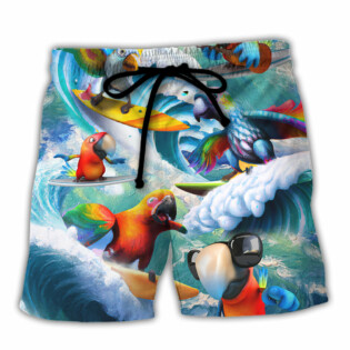 Surfing Funny Parrot Surf Up Take It Easy Lovers Surfing - Beach Short