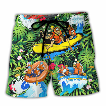 Water Rafting Lover Style Flower Tropical - Beach Short - Owl Ohh - Owl Ohh
