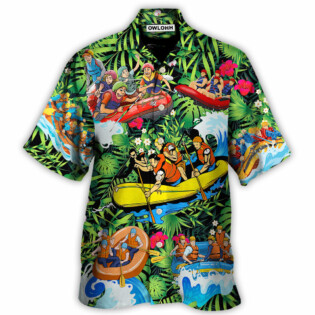 Water Rafting Lover Style Flower Tropical - Hawaiian Shirt - Owl Ohh for men and women, kids - Owl Ohh