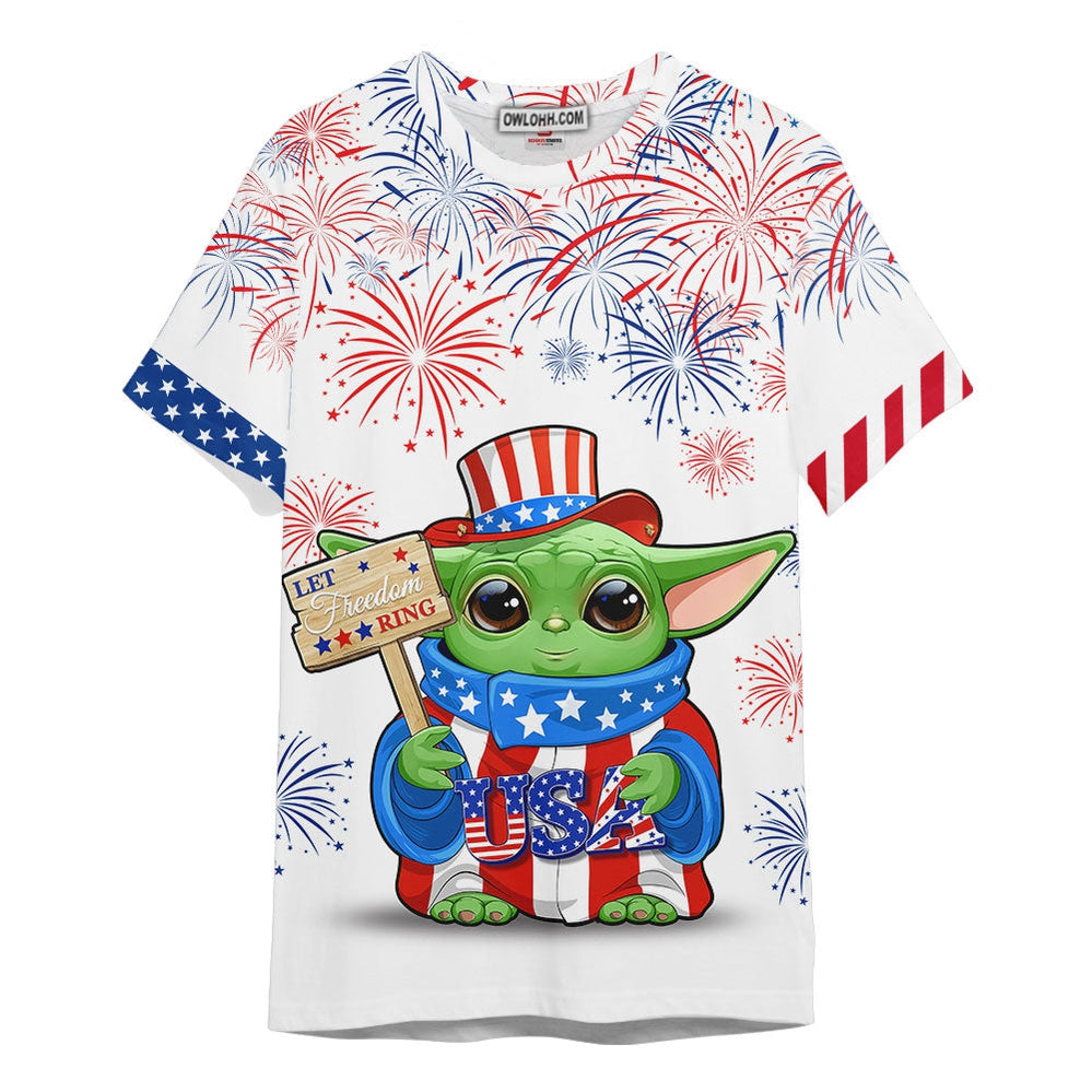 Star Wars Baby Yoda Independence Day Gift For Fans T-Shirt