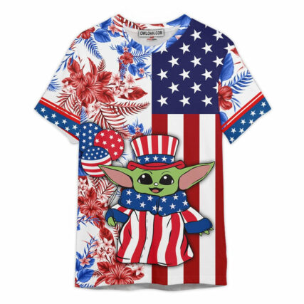 Star Wars Baby Yoda Independence Day Gift For Fans T-Shirt